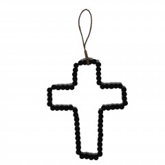 WOOD PEARL CROSS BLACK 